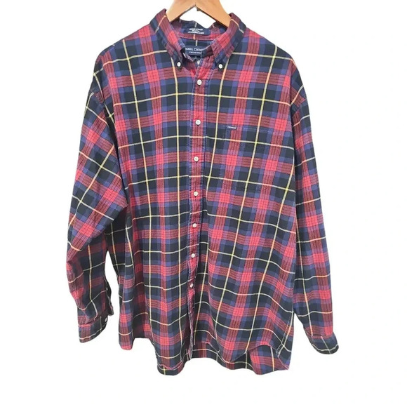 Daniel Cremieux Plaid Button-Down Flannel Shirt Red Black Size XL - Picture 1 of 4